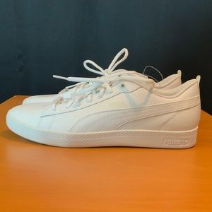 Puma Smash all white soft foam sneakers